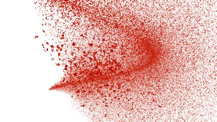 飛び散る粒子、粉、紙片：赤、オレンジ