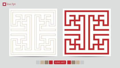 Luxury festive Chinese oriental traditional culture premium classical decoration red gold line art design vector illustration. Covers, greeting cards, logos, packaging, posters, backgrounds