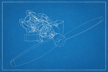 3D design of a single-engine airplane engine.