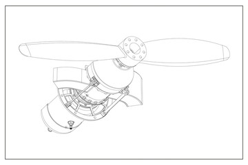 3D design of a single-engine airplane engine.
