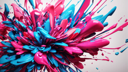 an electrifying abstract composition where neon pink and electric blue intersect, creating a dynamic clash of energy
