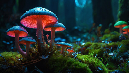Cute fungus in rain