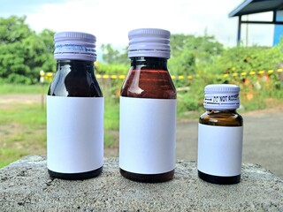 Medicine bottle brown color with a blank label for mockup or presentation mockup collection