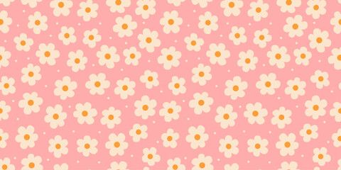 Subtle vintage pattern: tiny white flowers on light pink. Liberty-style elegance for wallpapers. Ditsy design perfect for print and web.