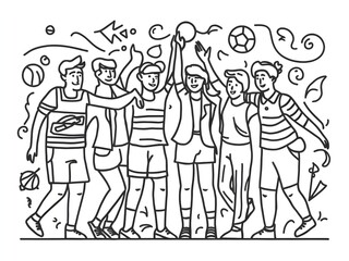 People celebrating winning the match 