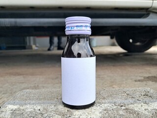 Medicine bottle brown color with a blank label for mockup or presentation mockup collection