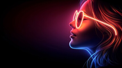 Synthwave portrait of a woman wearing glasses