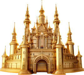 castle made of gold,golden castle isolated on white or transparent background,transparency 