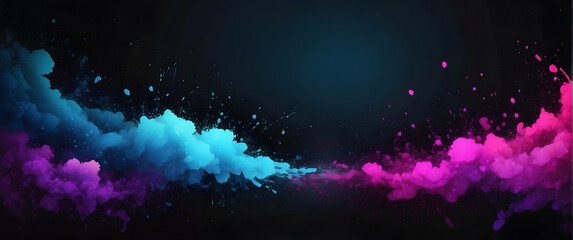 Vibrant pink and blue paint splash against a dark cosmic backdrop, symbolizing creativity and artistic expression