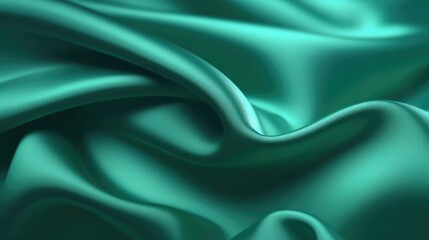 Emerald green silk fabric texture background. AI generated.