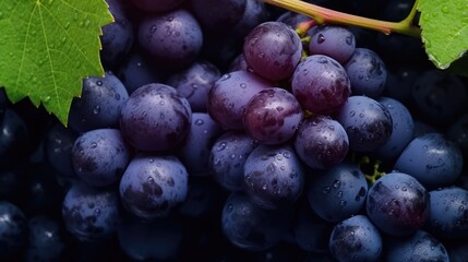 Purple grapes background. AI generated.