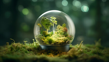 A glass ball with a forest inside it