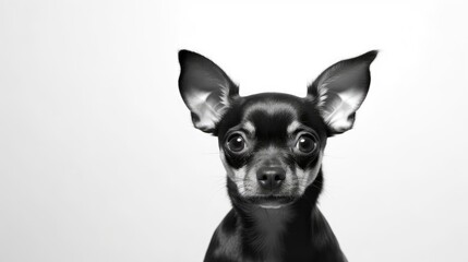 Black and white portrait of a chihuahua. AI generated.