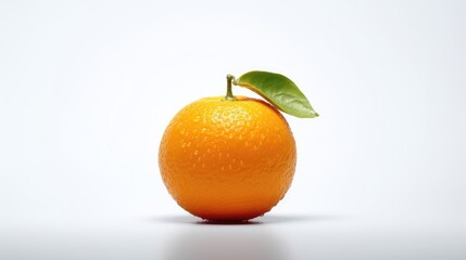 Tangerine with a leaf on a white background. AI generated.