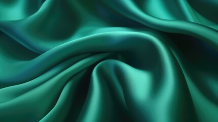 Emerald green background with silk fabric texture. AI generated.