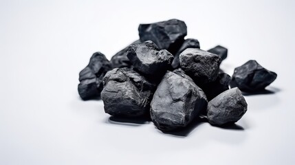 Coal on a white background. AI generated.