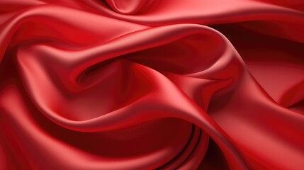 Texture of red silk fabric background. AI generated.