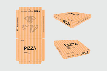 Pizza Box Design, Pizza Packaging Design, Pizza Box Ddesign Templates, Sketch Box Design,  Pizza Realistic Cardboard Box. Abstract Vector Packaging Design