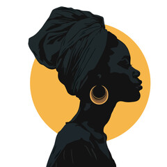Portrait of beautiful african woman. Woman face silhouette. Womens History Month. Women's day