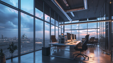 Urban Elegance: Modern Office Space with Breathtaking City Views