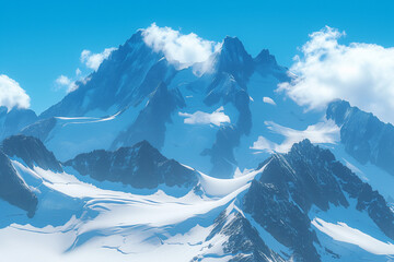Cloud-covered Snowcapped Mountains - Majestic Winter Landscape