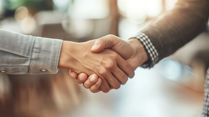 Two people shaking hands in a business setting, AI