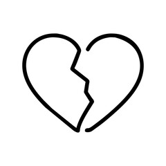 broken heart love as simple single icon logo vector illustration , transparent background