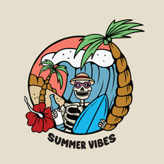 skull with summer vibes good for t shirt design