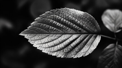 Close-up Black and white photography of the leaf, forest. Landscapes photography