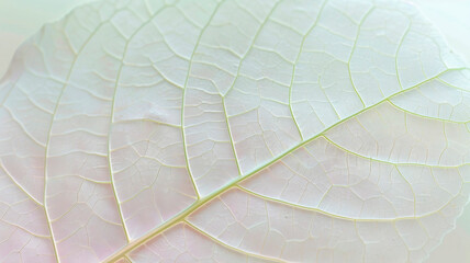Leaf structure, leaf background with veins and cells, light pastel colors. Macro.