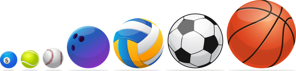 set of different balls for sports games