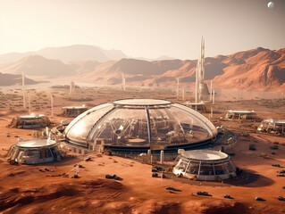 A futuristic city is built on a desert planet