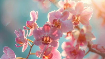 Vibrant pink orchid flowers in captivating close up motion, beautiful floral display