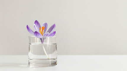 Crocus flower in a glass of water