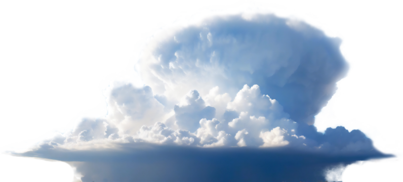 透明な背景に分離された積乱雲