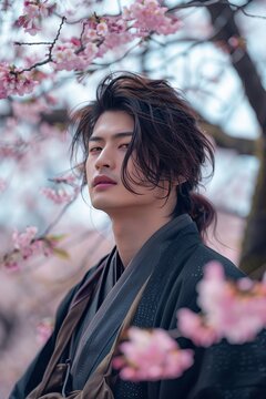 Jepan Furin with a background of cherry blossoms.