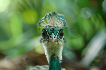 Baby peacock head close up