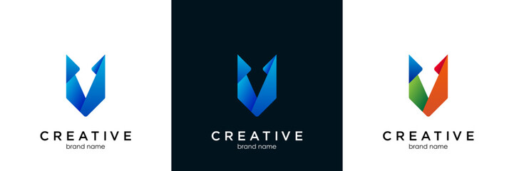Fototapeta premium Alphabet letter V logo icon design