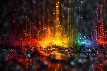Rainbow Colored Background With Rain Drops. Generative AI