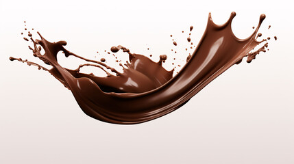 Delicious chocolate splash on isolated white background, tempting gourmet food concept illustration