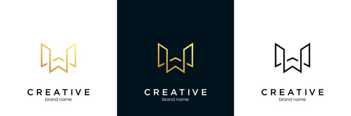 Unique modern geometric creative elegant letter W logo template. Vector icon.