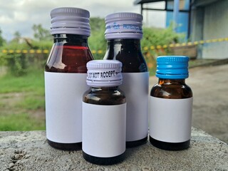 Medicine bottle brown color with a blank label for mockup or presentation mockup collection