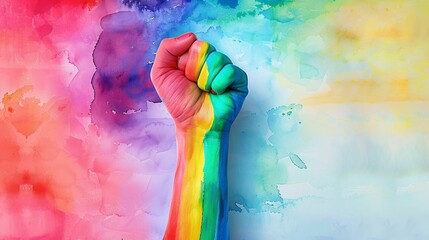 rainbow hand painted watercolor background, for pride month, banner, design, poster, card, cover, social media, presentation, print