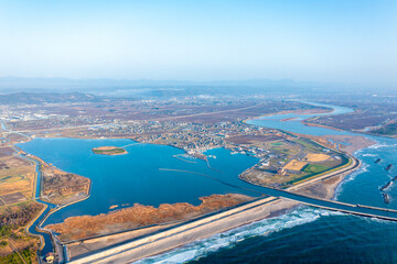 鳥の海と阿武隈川河口（宮城県亘理町）