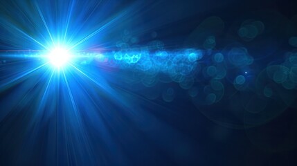 Obraz premium abstract blue of lighting for background. digital lens flare in black background
