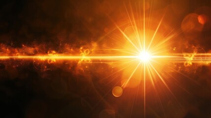 abstract gold of lighting for background. digital lens flare in dark background