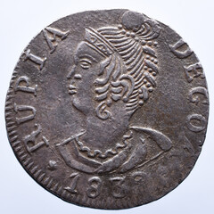 Coin of Portuguese India from the reign of Maria II Queen of Portugal. Century XIX