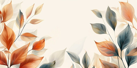 worldhere minimalist leavesnback ground elegant botanical design. - obrazy, fototapety, plakaty