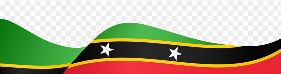 Saint Kitts and Nevis flag wave isolated on png or transparent background vector illustration.