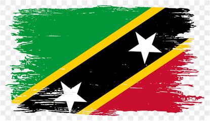 Saint Kitts and Nevis flag brush paint textured isolated  on png or transparent background. vector illustration
